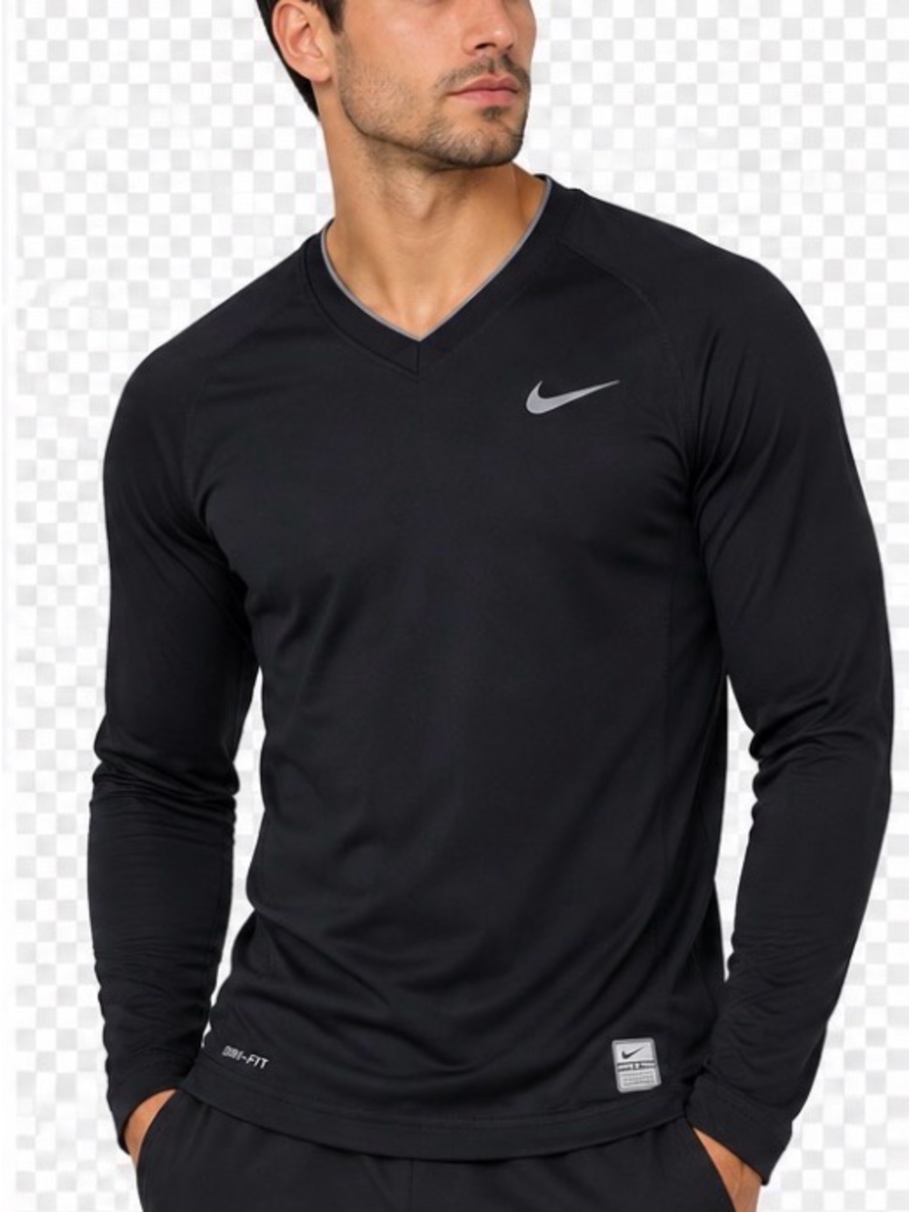 Nike Black Long Sleeve V-Neck Performance Shirt